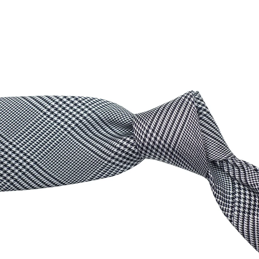 Navy and grey Prince-of-Wales woven silk tie