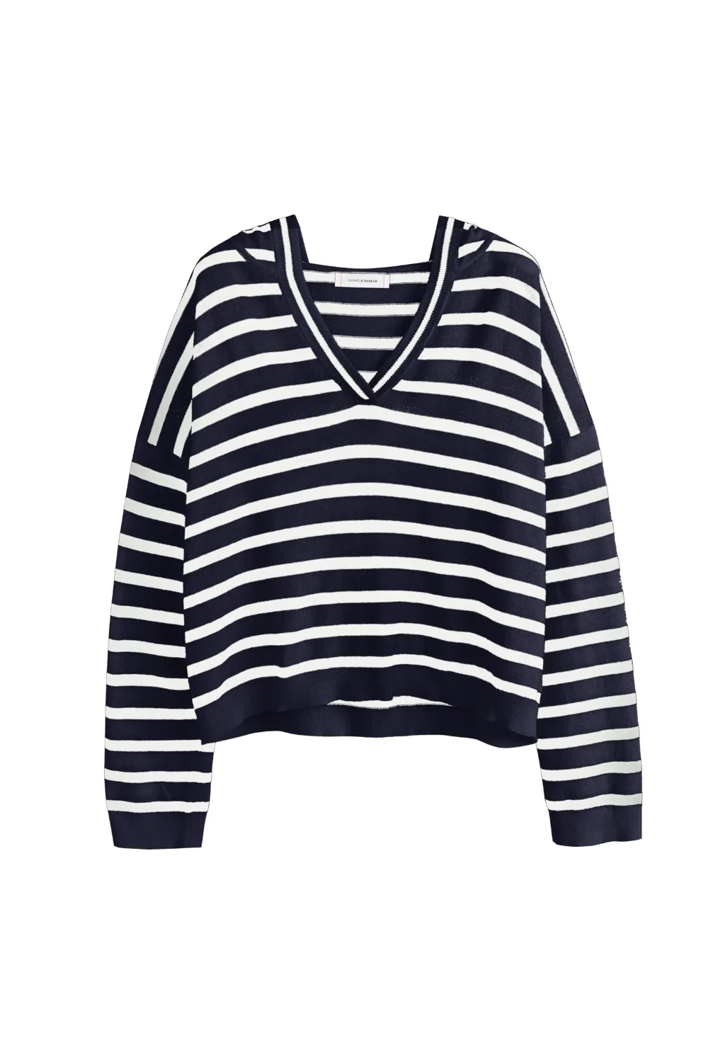 Navy Cotton-Linen Breton Hoodie