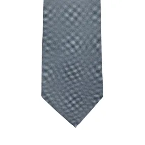 Navy woven silk tie, silver micro-dots