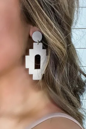 Nude Aztec Acrylic Earrings - RESTOCKED