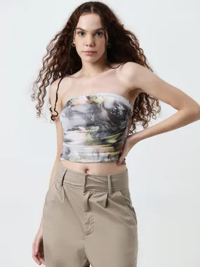 Nuon Multicolour Marble Printed Tube Top