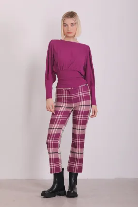 PANTALONE CROPPED FLARE FANTASIA CHECK