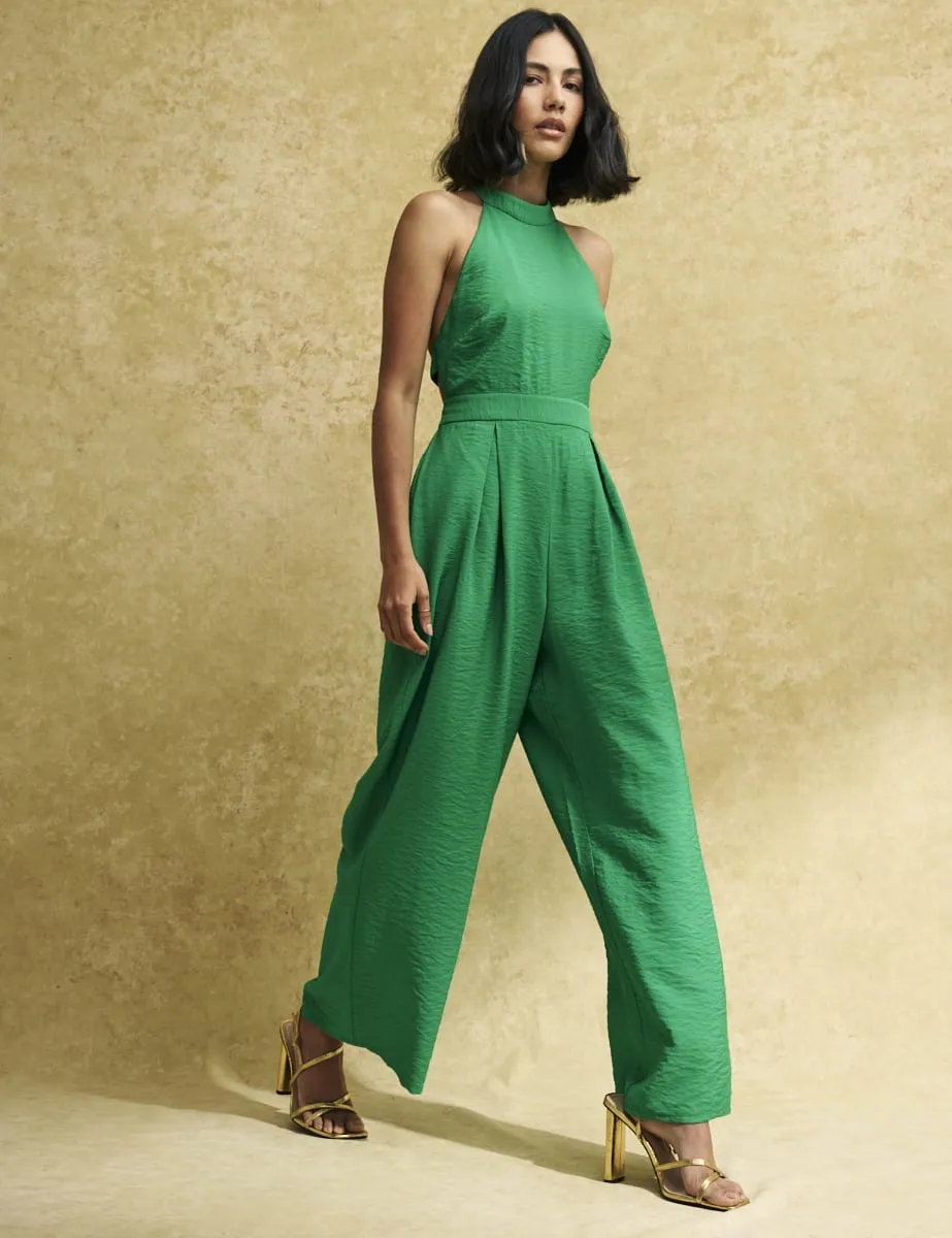 Petite Green Halter Neck Hilary Jumpsuit