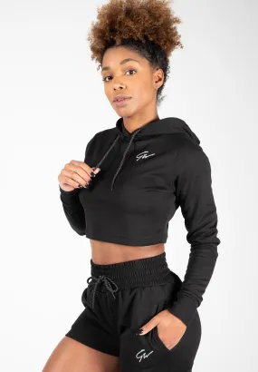 Pixley Crop Top Hoodie - Black