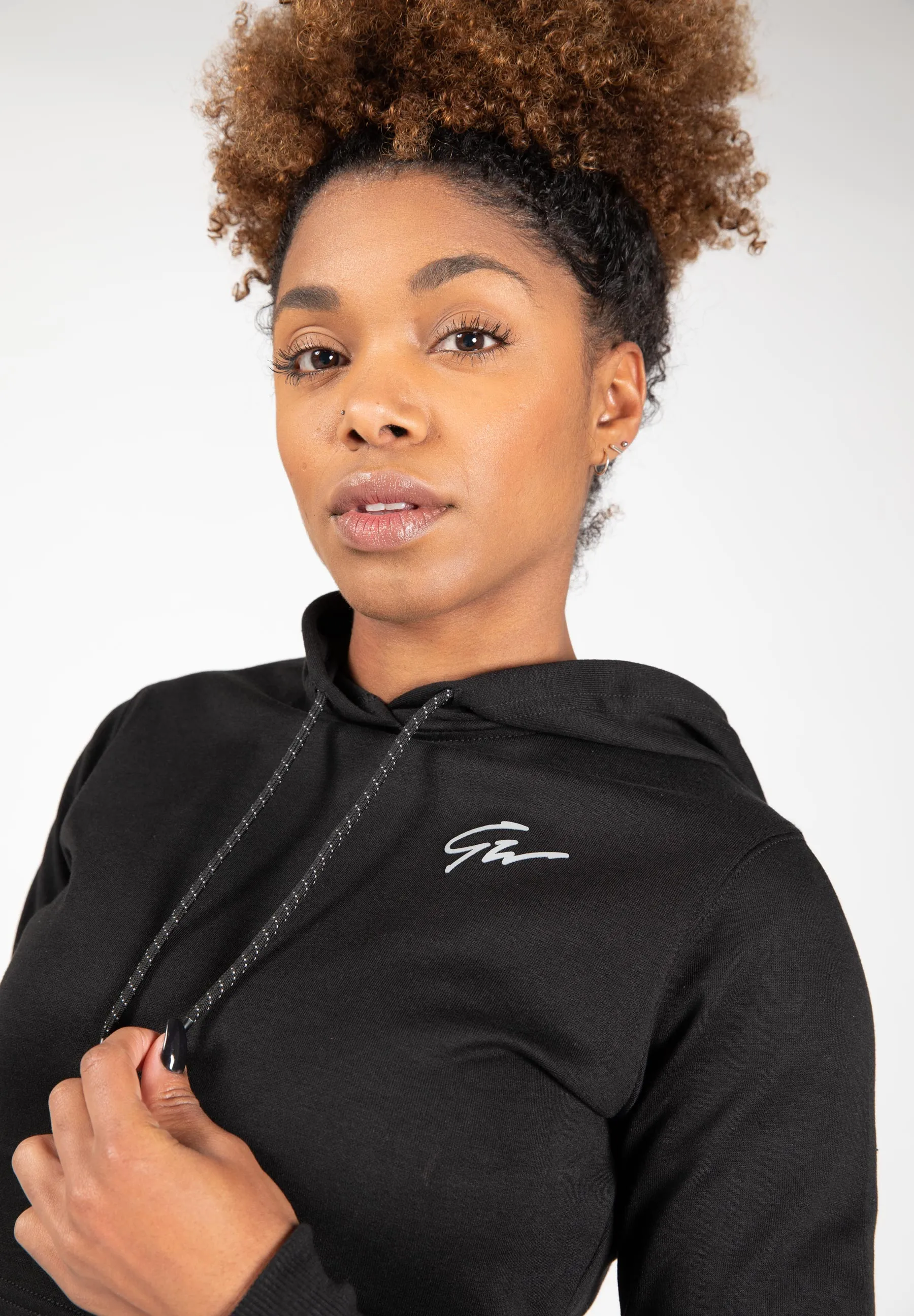 Pixley Crop Top Hoodie - Black