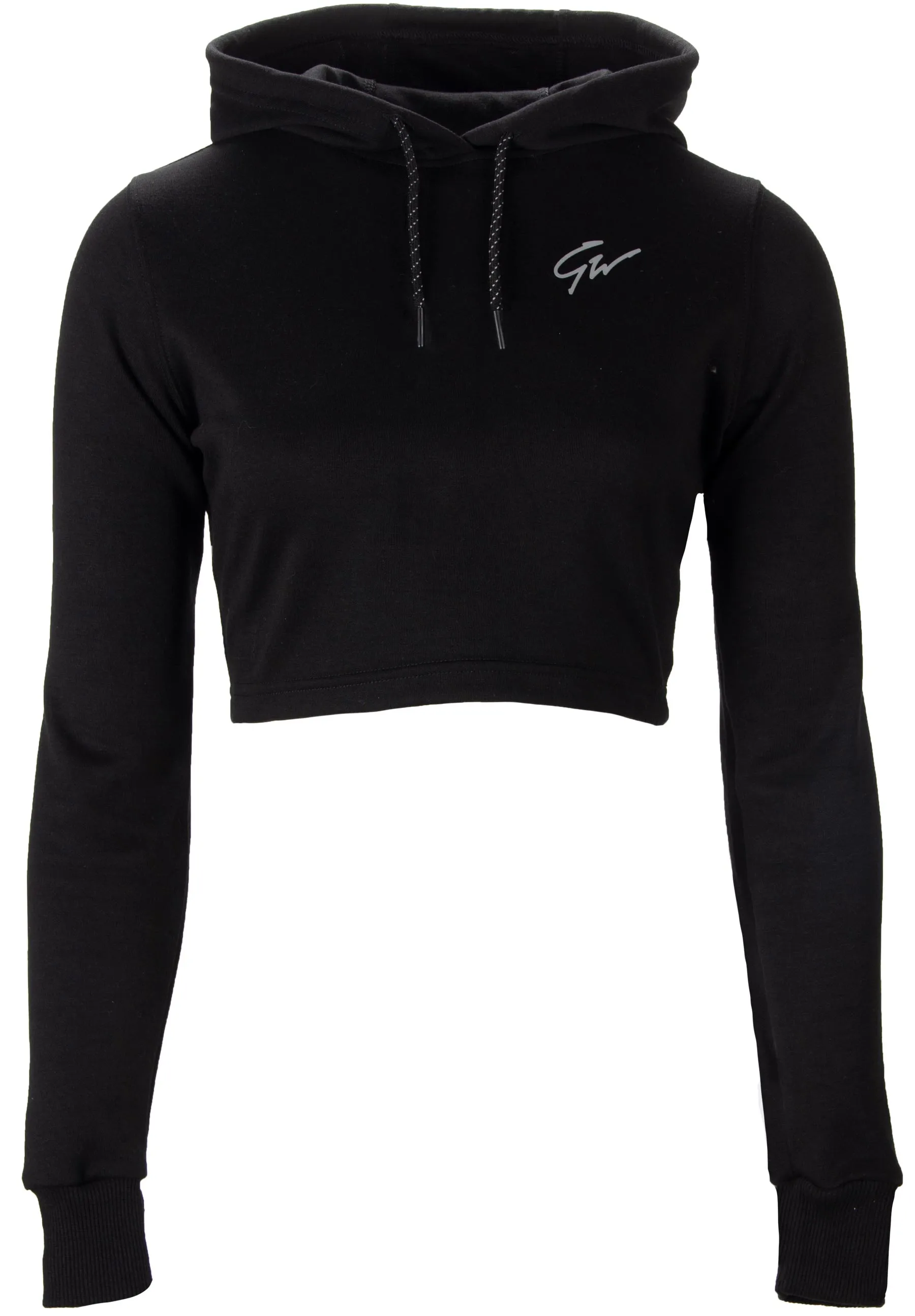 Pixley Crop Top Hoodie - Black