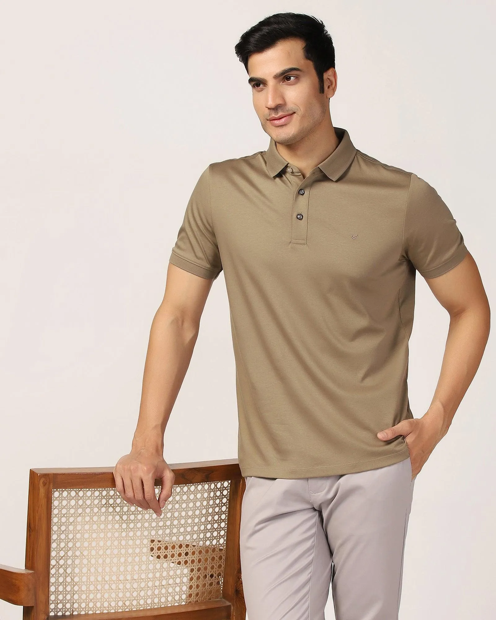 Polo Beige Solid T-Shirt - Toll