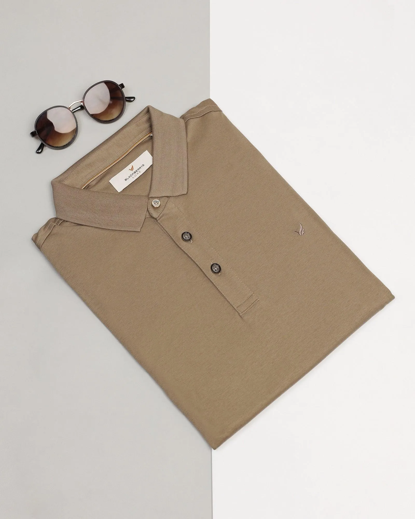 Polo Beige Solid T-Shirt - Toll