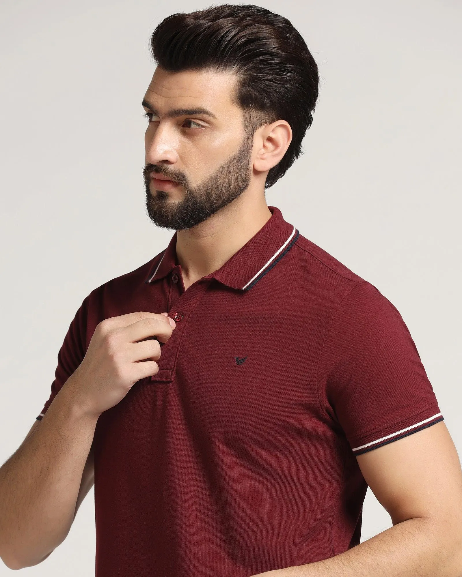 Polo Maroon Solid T-Shirt - Ollie