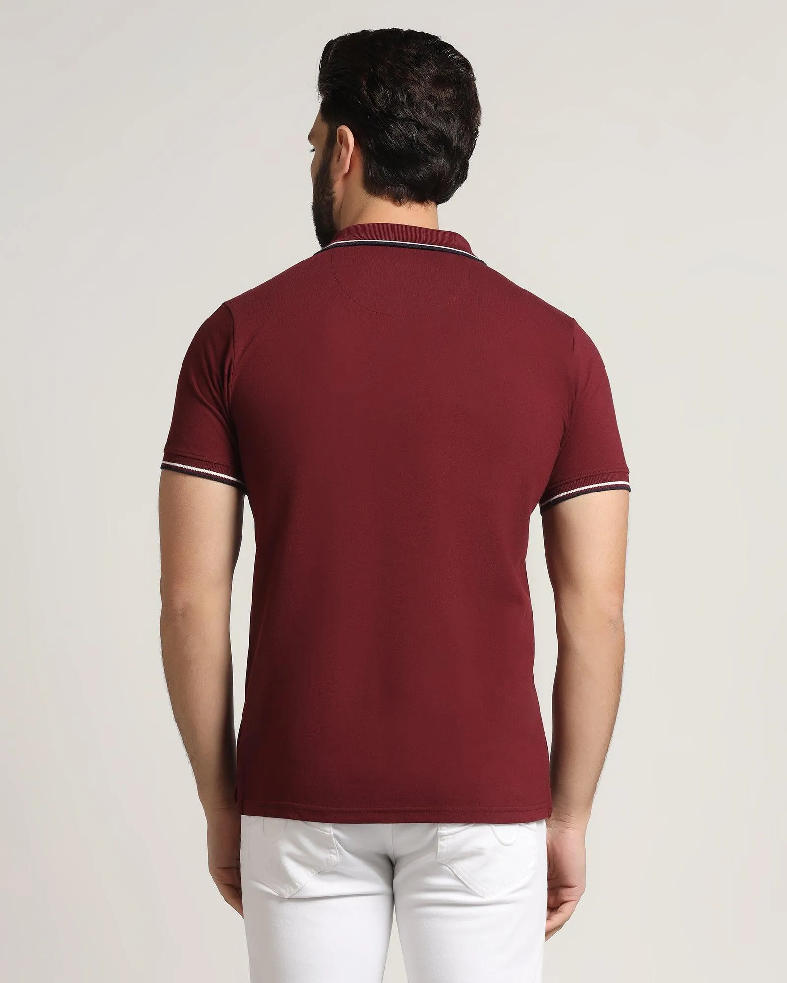 Polo Maroon Solid T-Shirt - Ollie