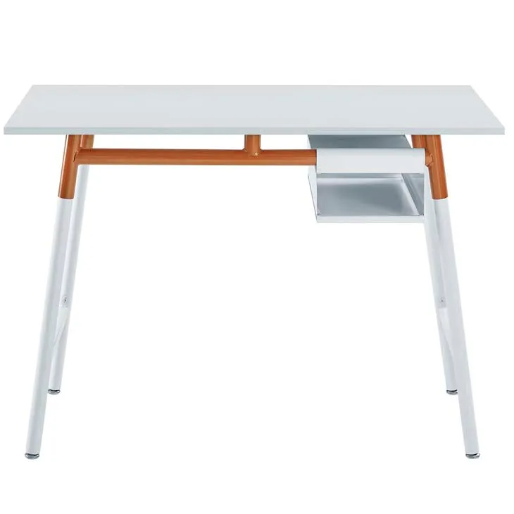 Respite wood writing desk in white orange