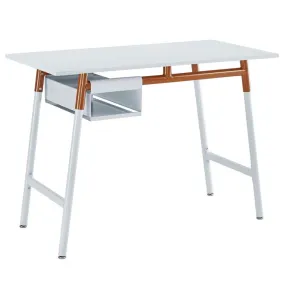 Respite wood writing desk in white orange