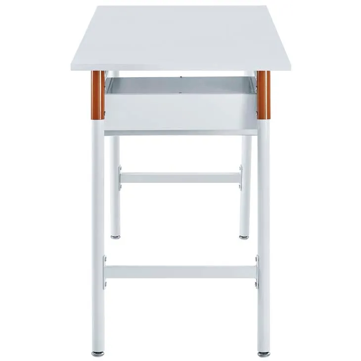 Respite wood writing desk in white orange