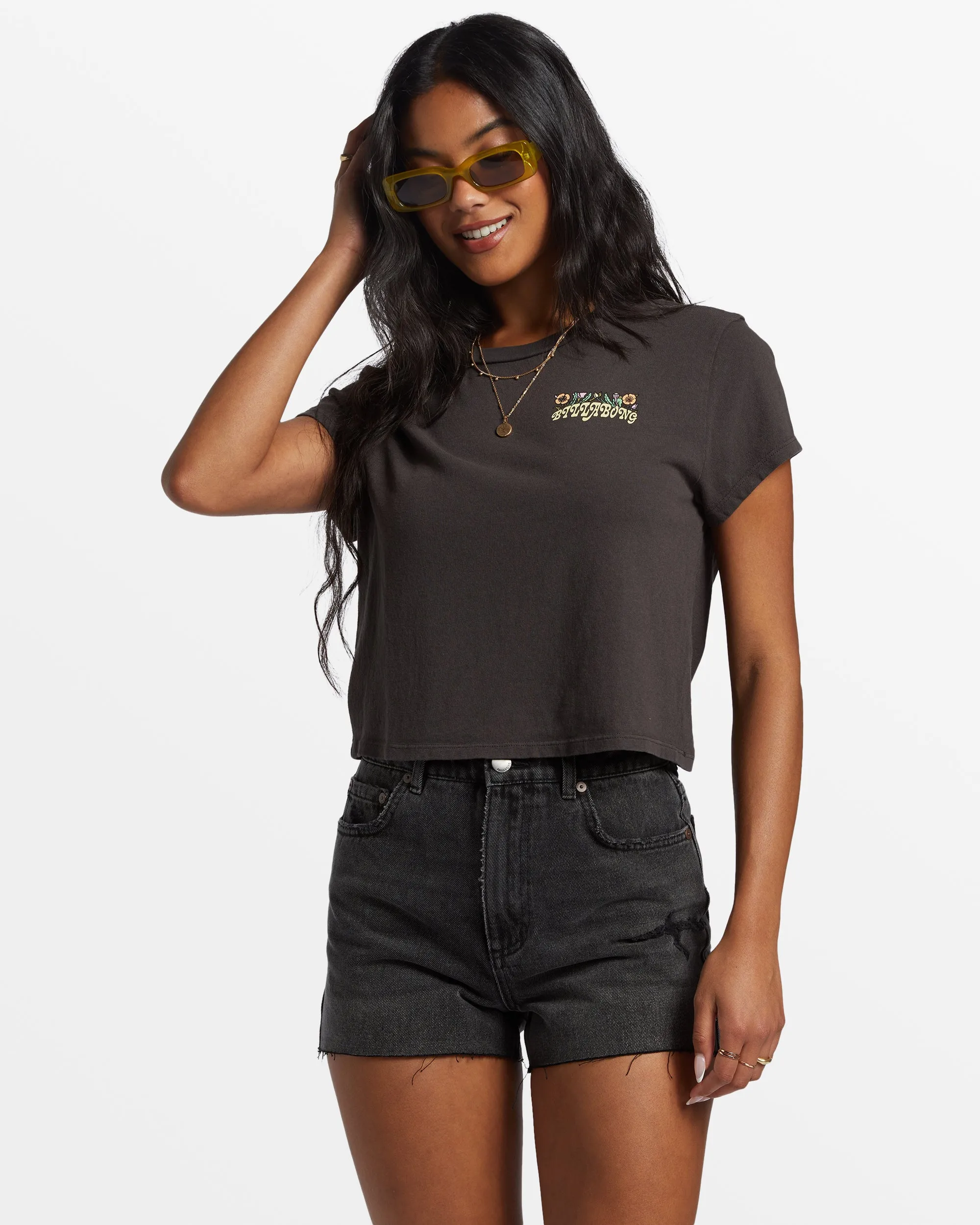 Season Of The Sun Cropped T-Shirt - Off Black