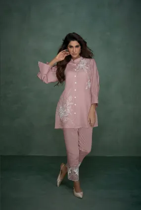 Selena Flamingo Embroidery Co-ord Set