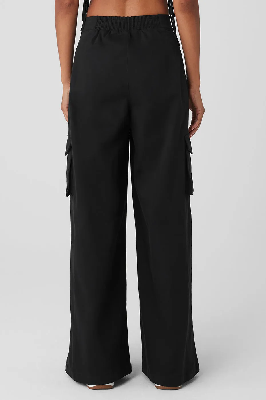 Show Off Cargo Wide Leg Trouser (Long) - Black