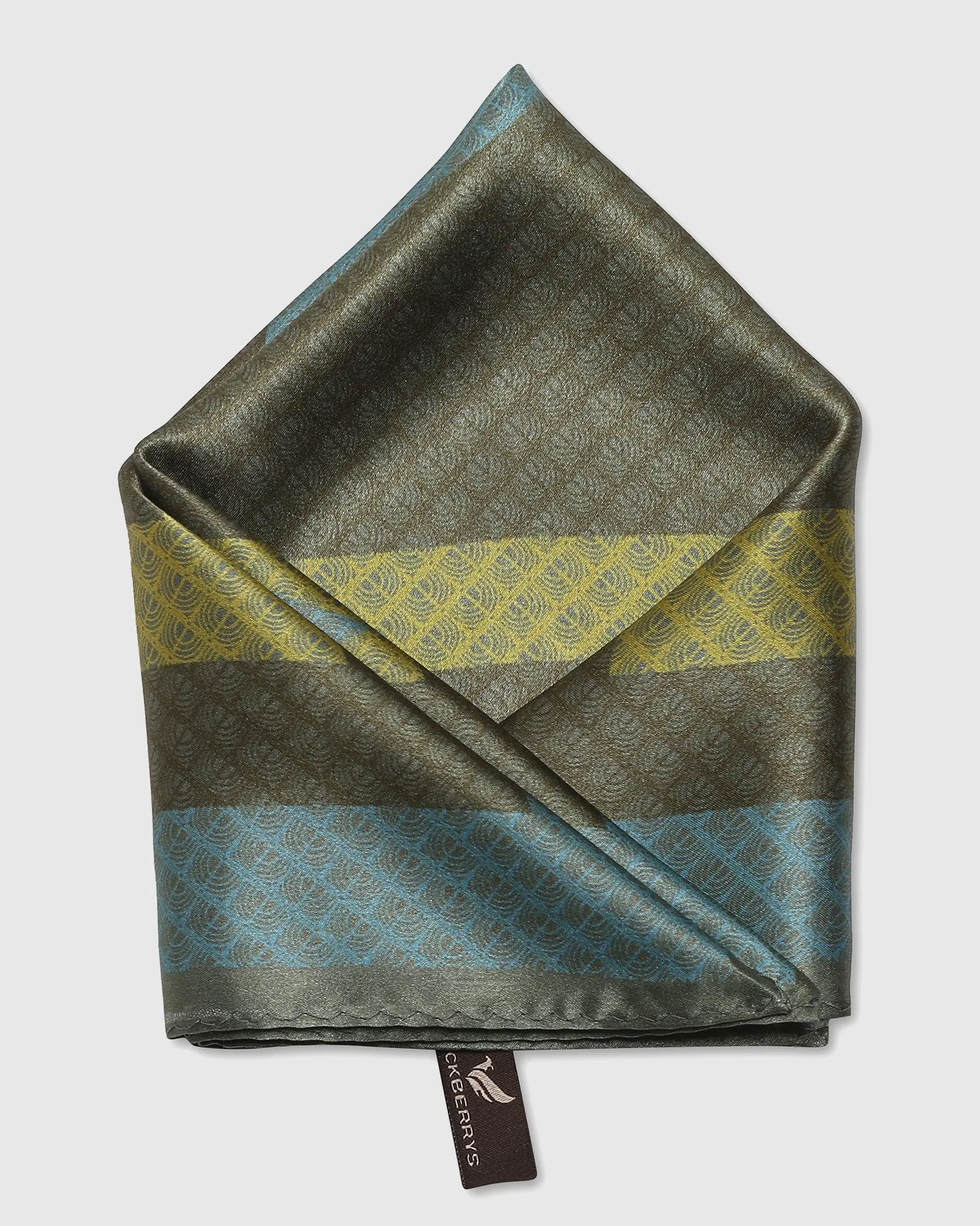 Silk Algae Green Printed Pocket Square - Saudi