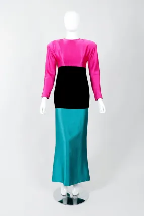 Silk Velvet Colorblock Gown