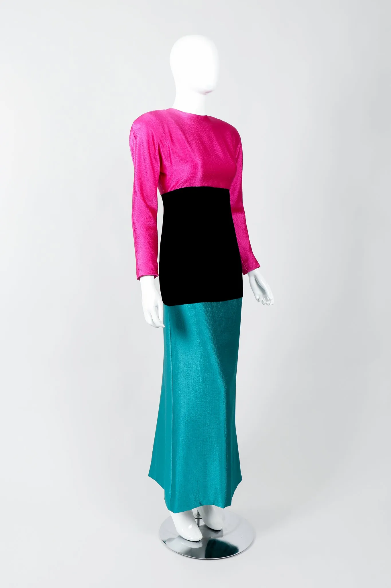 Silk Velvet Colorblock Gown