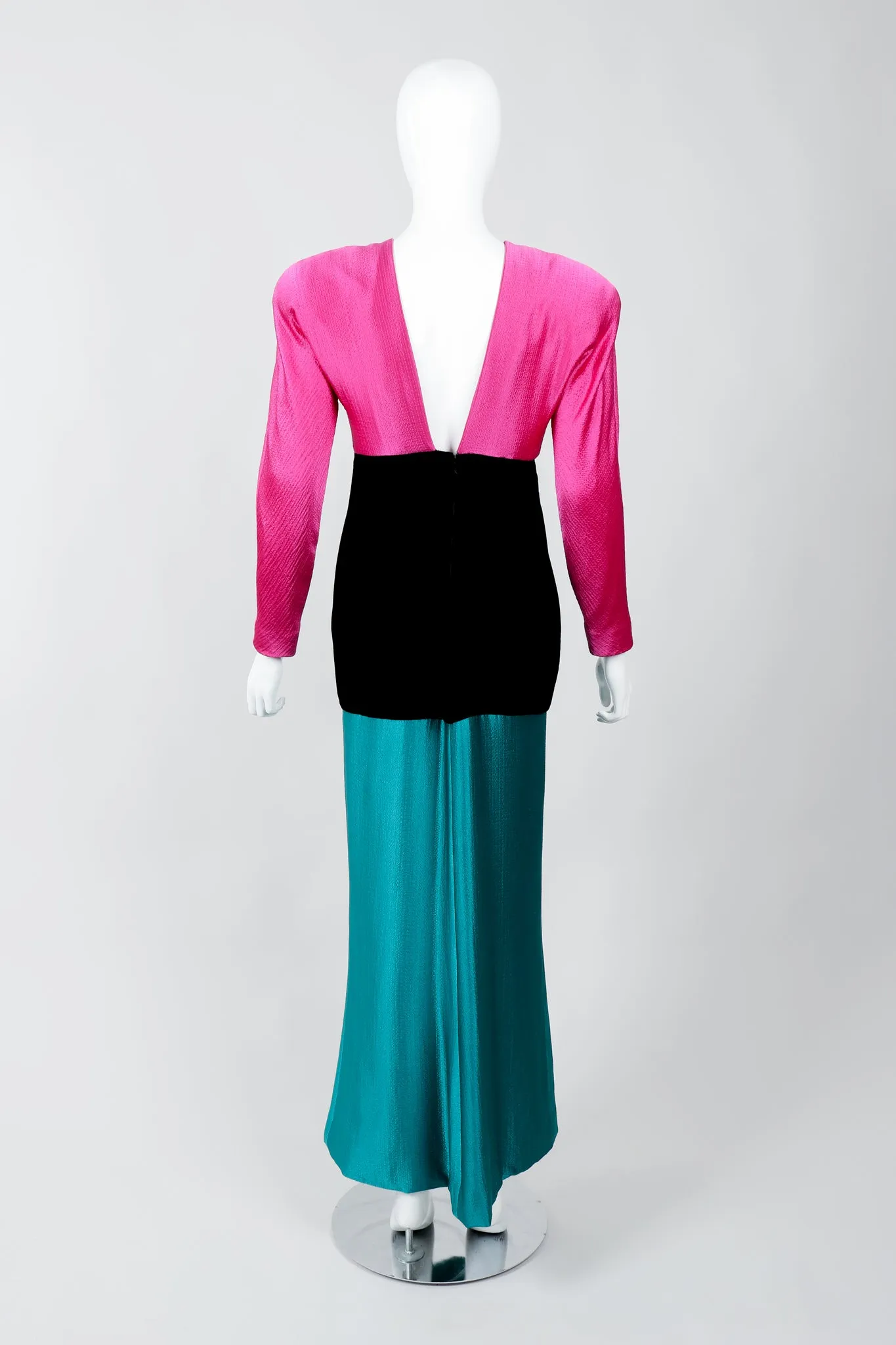 Silk Velvet Colorblock Gown