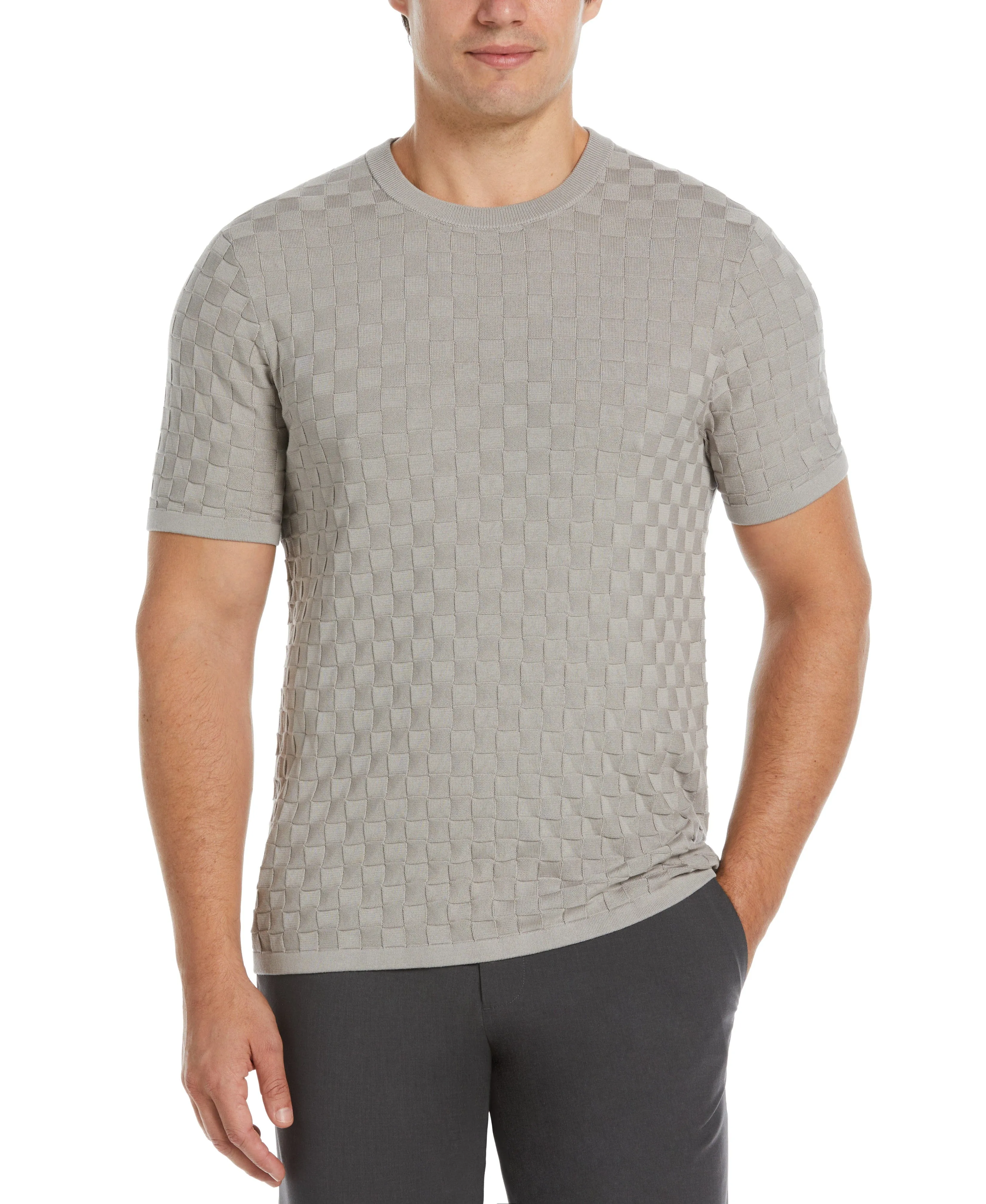 Square Pattern Crew Neck Sweater Tee