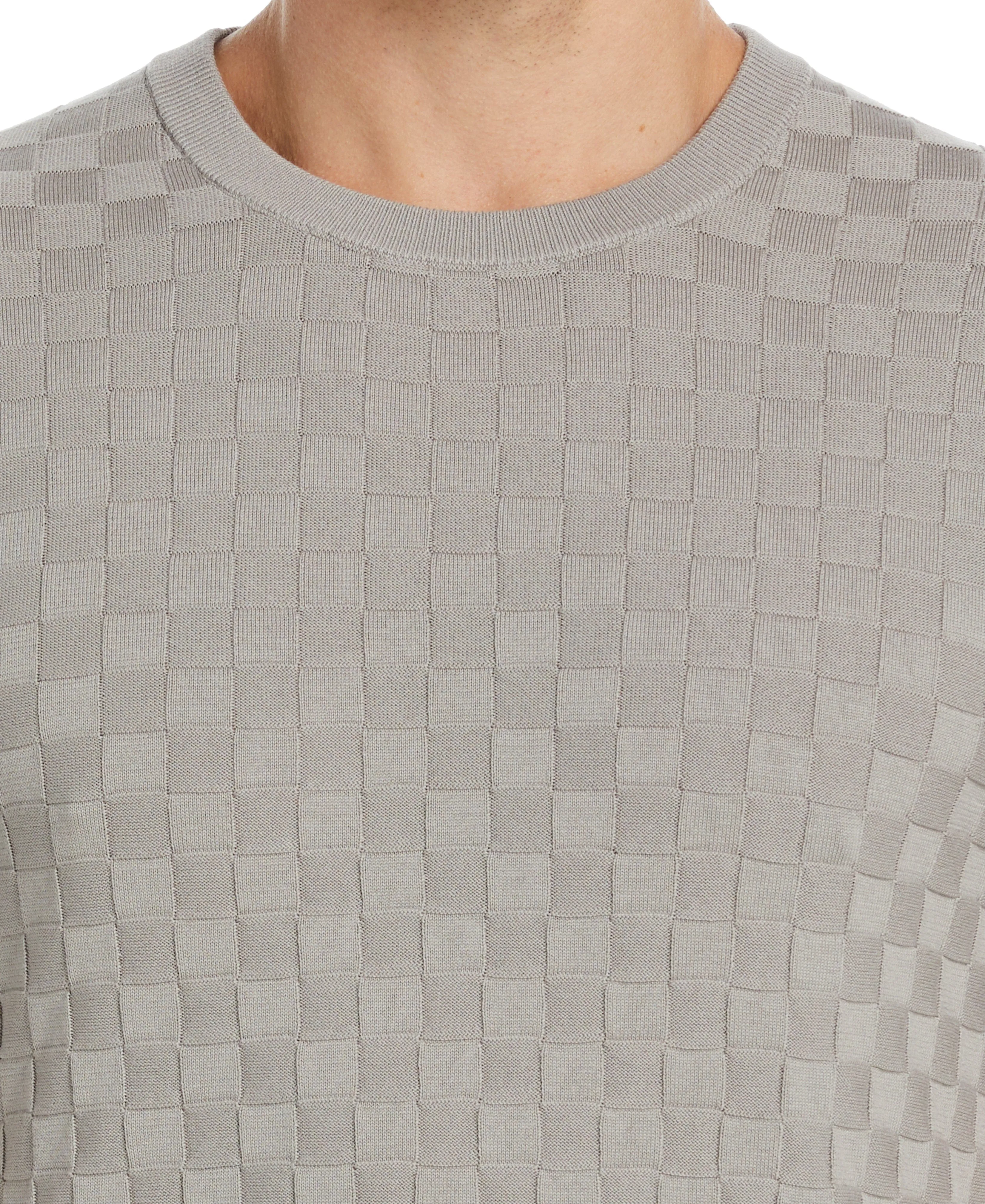 Square Pattern Crew Neck Sweater Tee