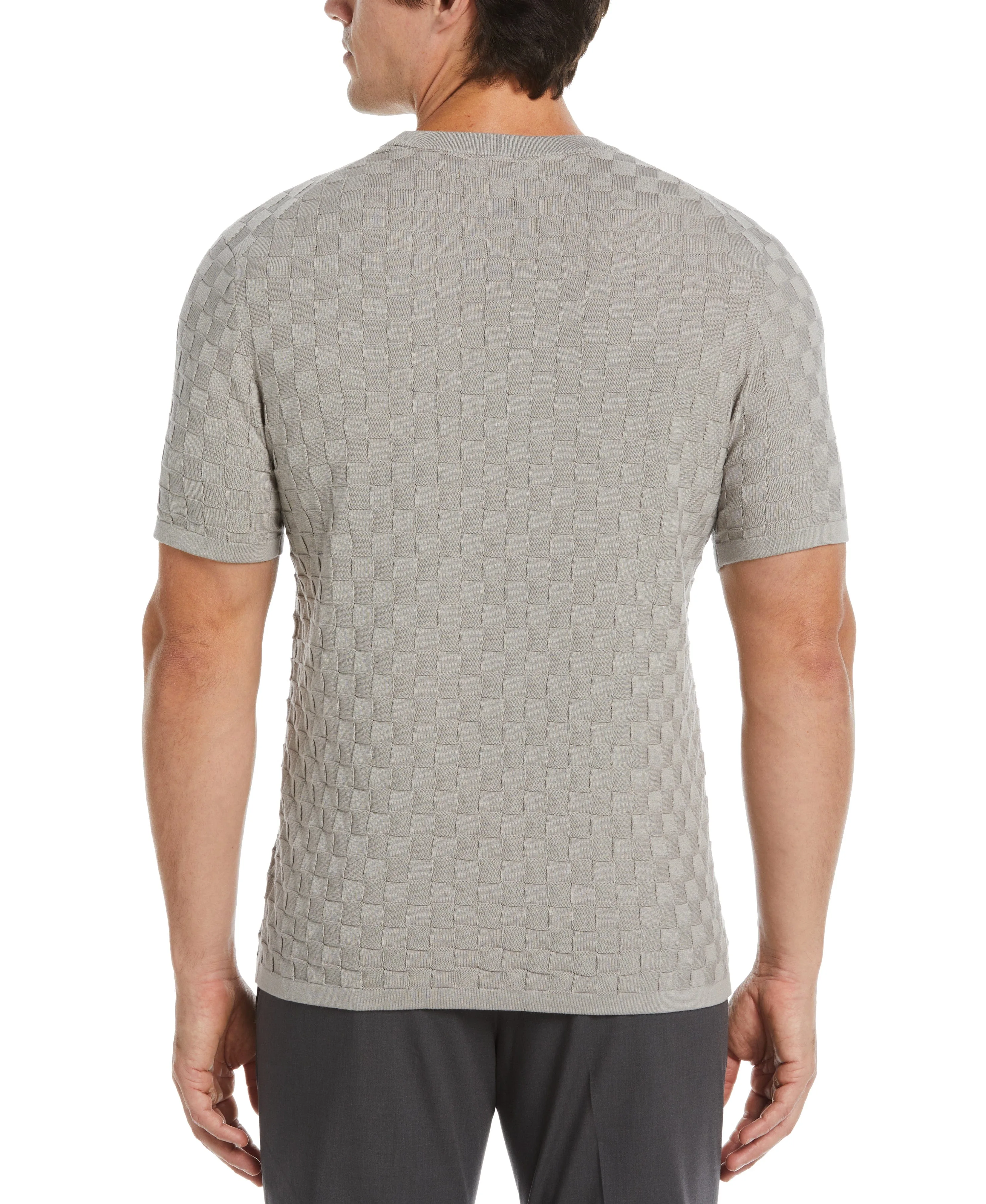 Square Pattern Crew Neck Sweater Tee