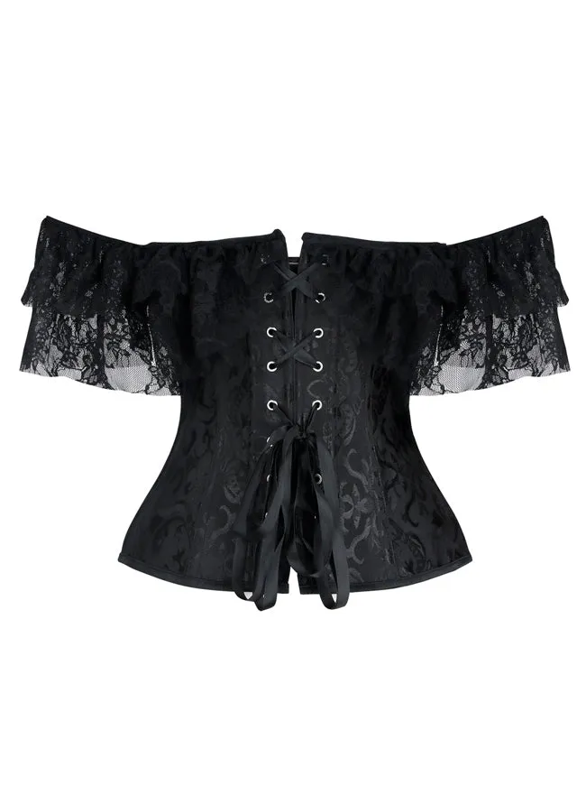 Steampunk Gothic Elegant Off Shoulder Jacquard Overbust Corset Top