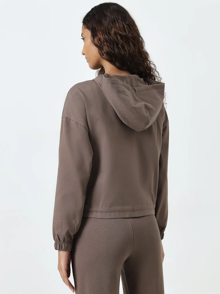 Studiofit Brown Hooded Cotton Jacket