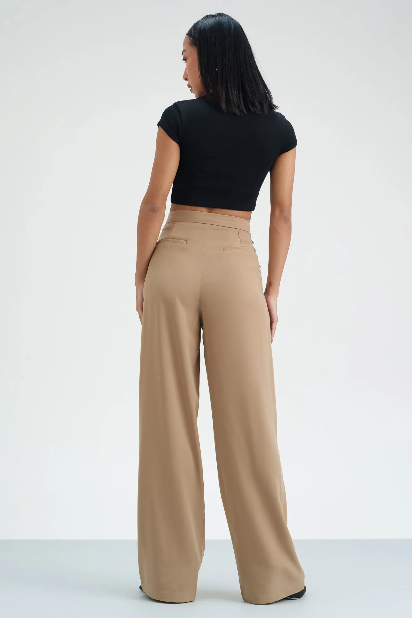 Taupe Bliss Pleated Waistband Korean Pants