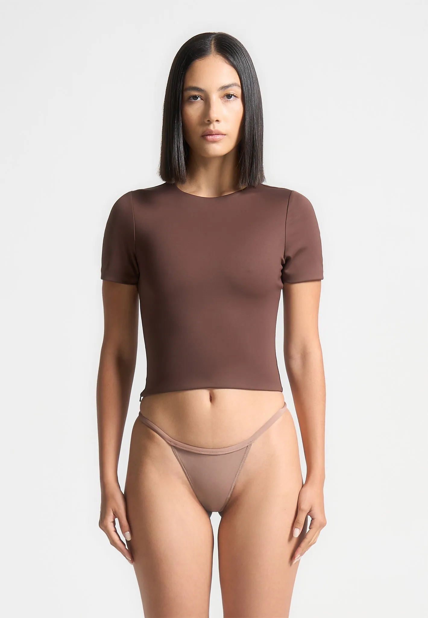 Éternelle Double Layer Short Sleeve T-Shirt - Brown