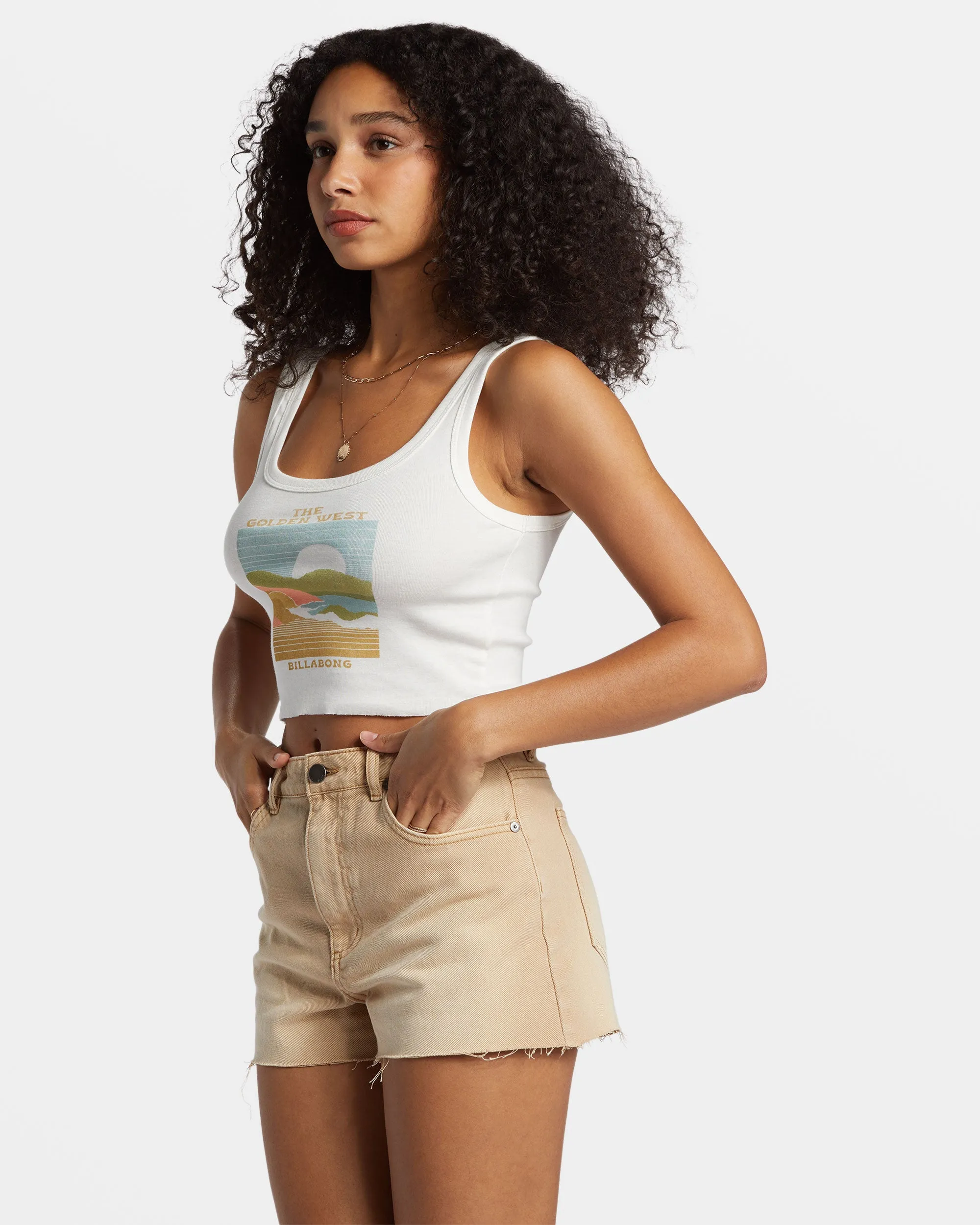 The Golden West Cropped Tank Top - Salt Crystal