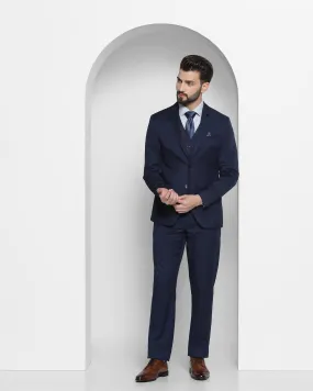 Three Piece Dark Blue Solid Formal Suit - Cabbot