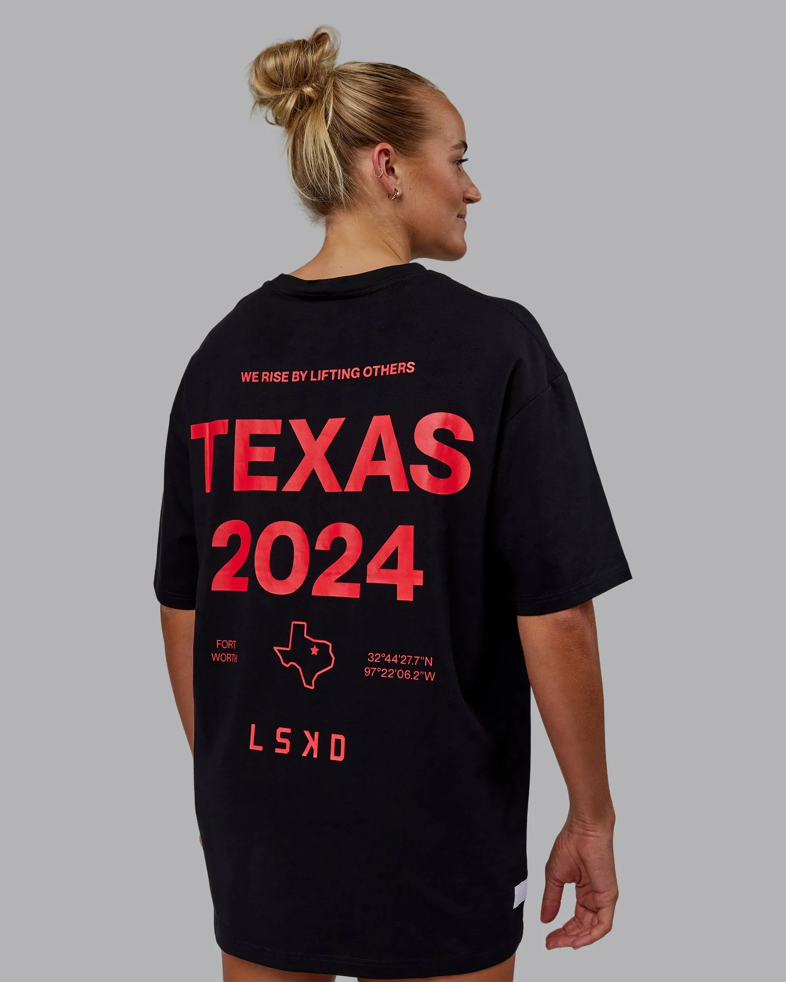 Unisex TEXAS 2024 FLXCotton Tee Oversize - Black-Scarlet