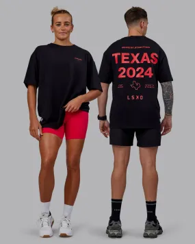 Unisex TEXAS 2024 FLXCotton Tee Oversize - Black-Scarlet