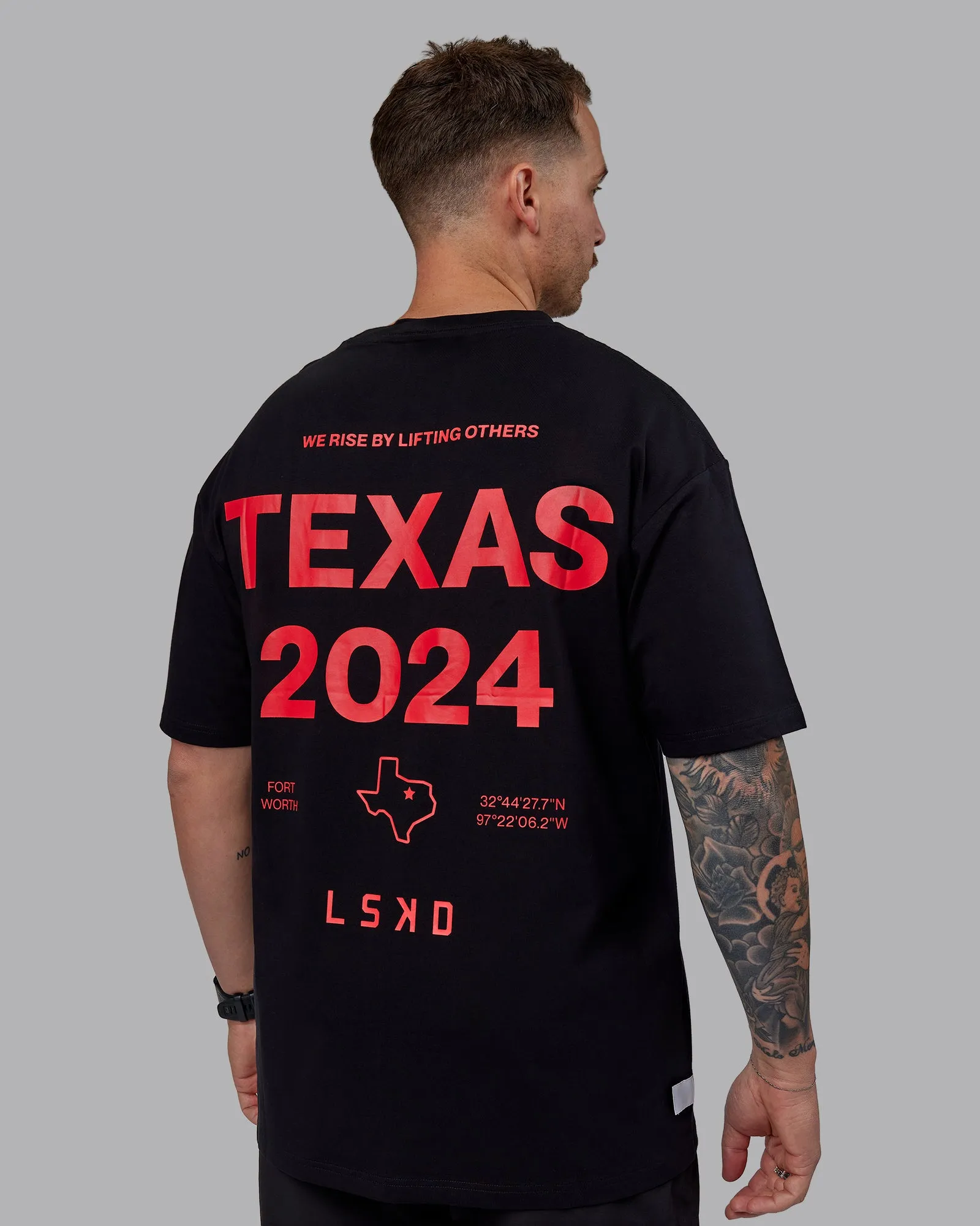 Unisex TEXAS 2024 FLXCotton Tee Oversize - Black-Scarlet