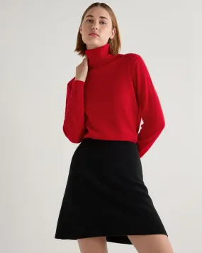 Women's Loose Roll Neck Cashmere Jumper Riding Red