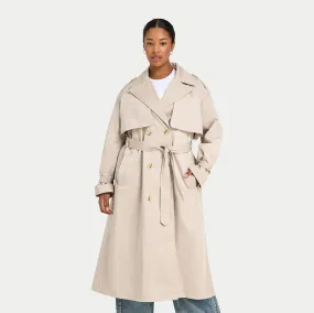 Womens Oversized Trench Coat  - Safari